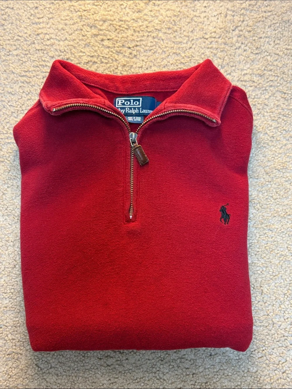 Polo by Ralph Lauren Red Quarter-Zip Fleece Pullover